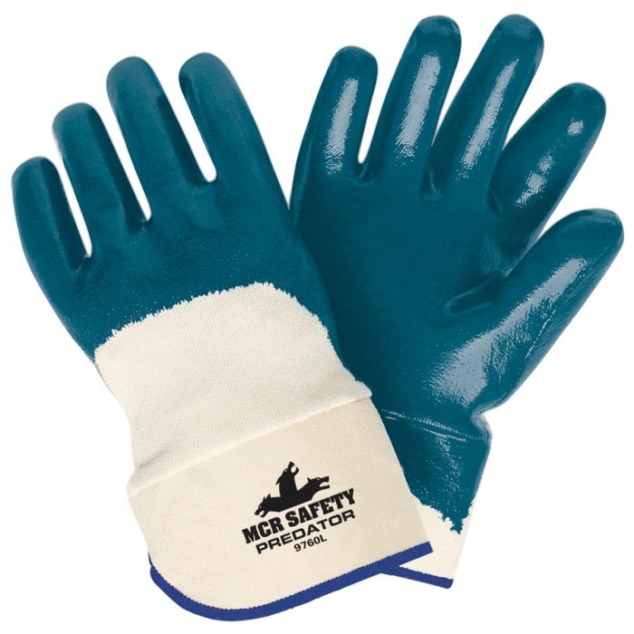 MCR Safety Predator Series 9760 Over-the-Knuckle Nitrile Coated Work Gloves, White, Box of 12 Pairs
