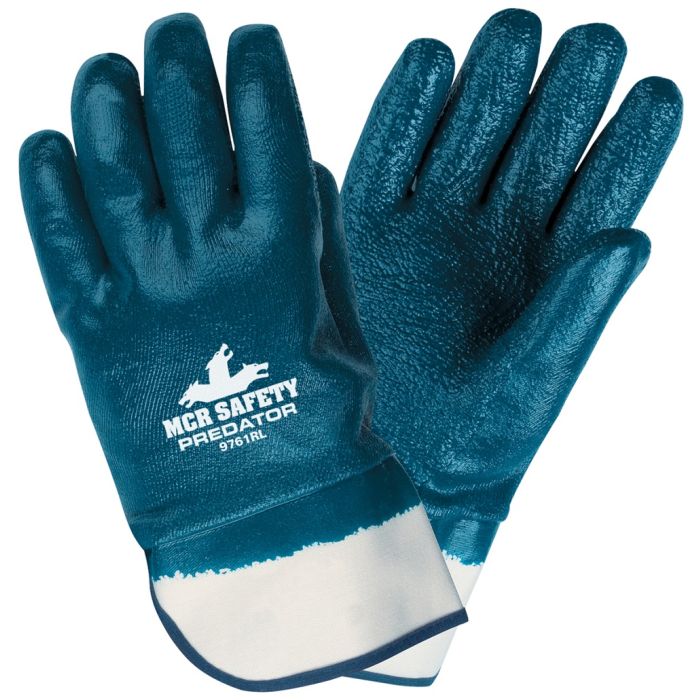MCR Safety Predator 9761R Fully Rough Nitrile Coated Work Gloves, Blue, Box of 12 Pairs
