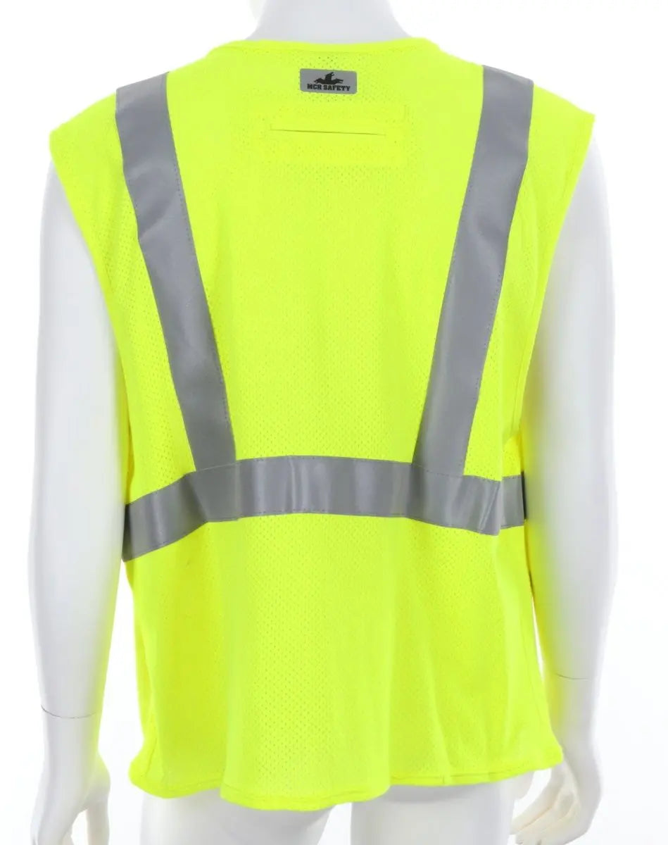 MCR Safety FRMCL2ML Class 2 Mesh Flame Resistant Safety Vest, Fluorescent Lime, 1 Each