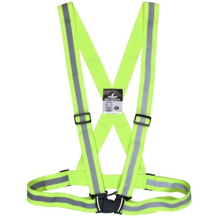 MCR Safety HVS18 Adjustable Sash with Full Elastic Stretch Bands, Fluorescent Lime, One Size, 1 Each