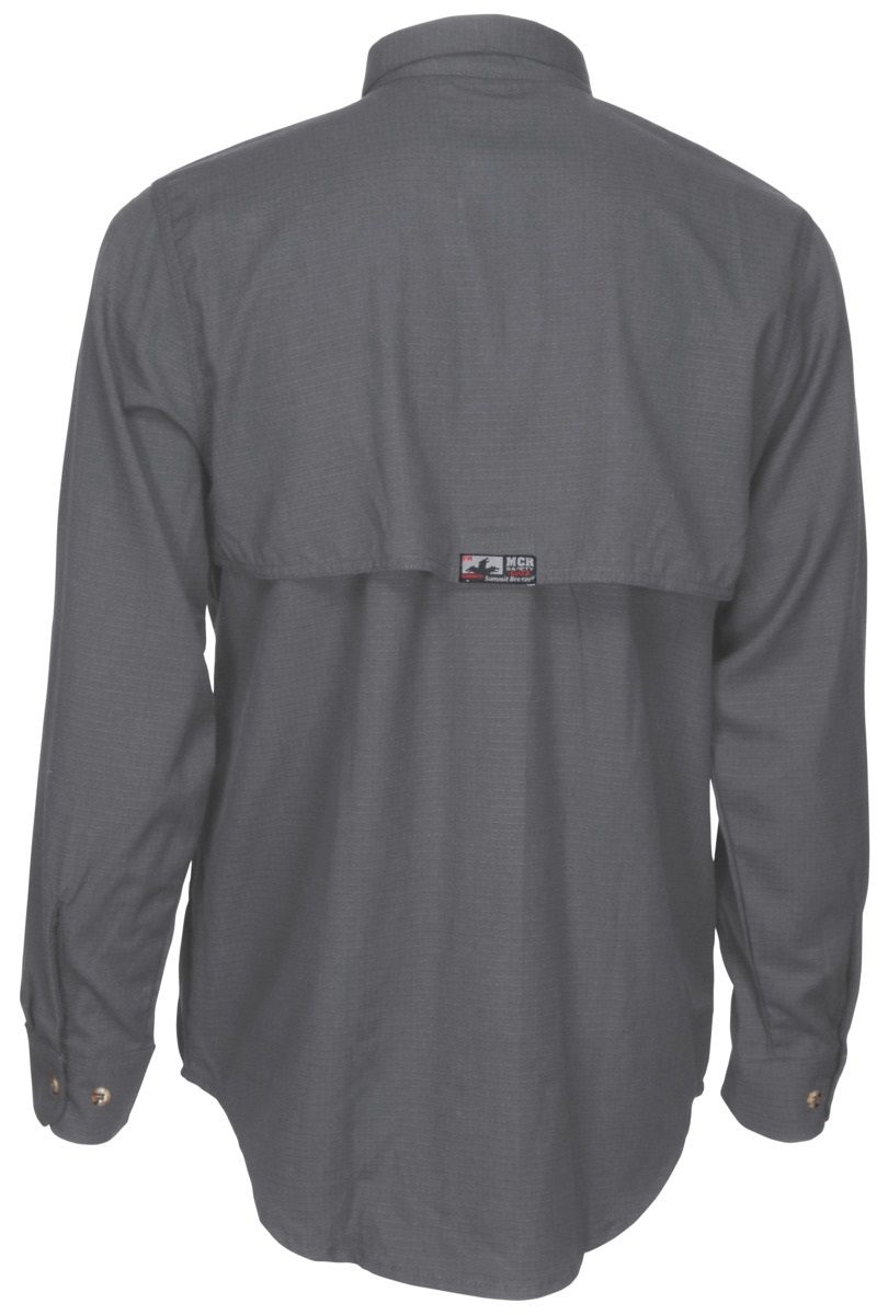 MCR Safety Summit Breeze SBS1001 Long Sleeve Flame Resistant Shirt, Gray, 1 Each