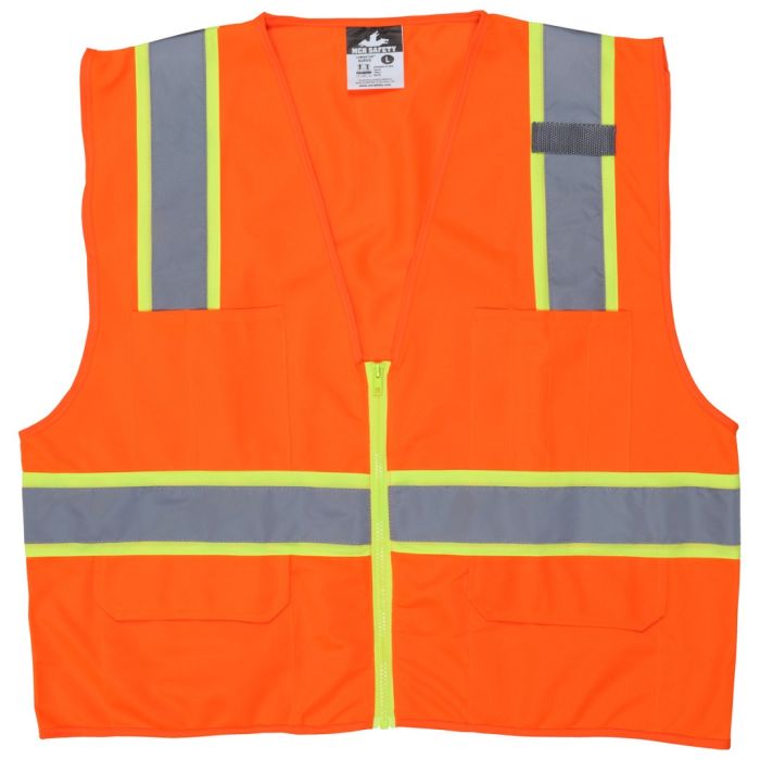 MCR Safety Luminator SURVO Class 2 High Visibility Reflective Safety Vest, Hi Vis Orange, 1 Each