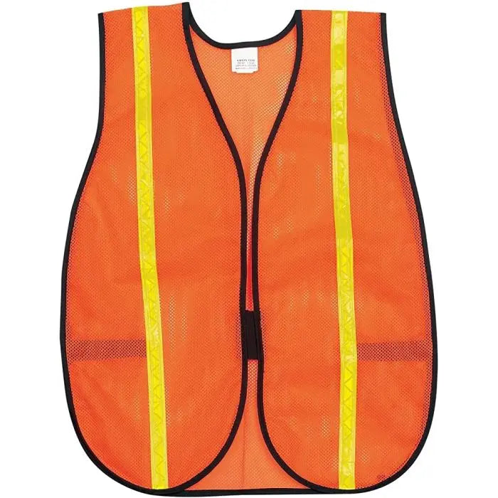 MCR Safety V211R Lightweight Polyester Mesh Safety Vest, Hi Vis Orange, One Size, Box of 12