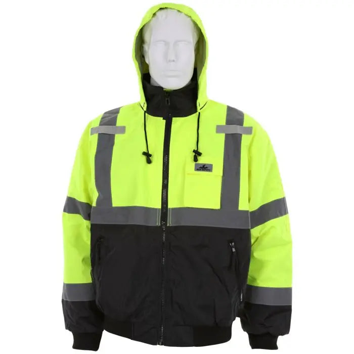 MCR Safety Luminator VBBCL3L Insulated Reflective Rain Jacket, Hi Vis Lime, 1 Each