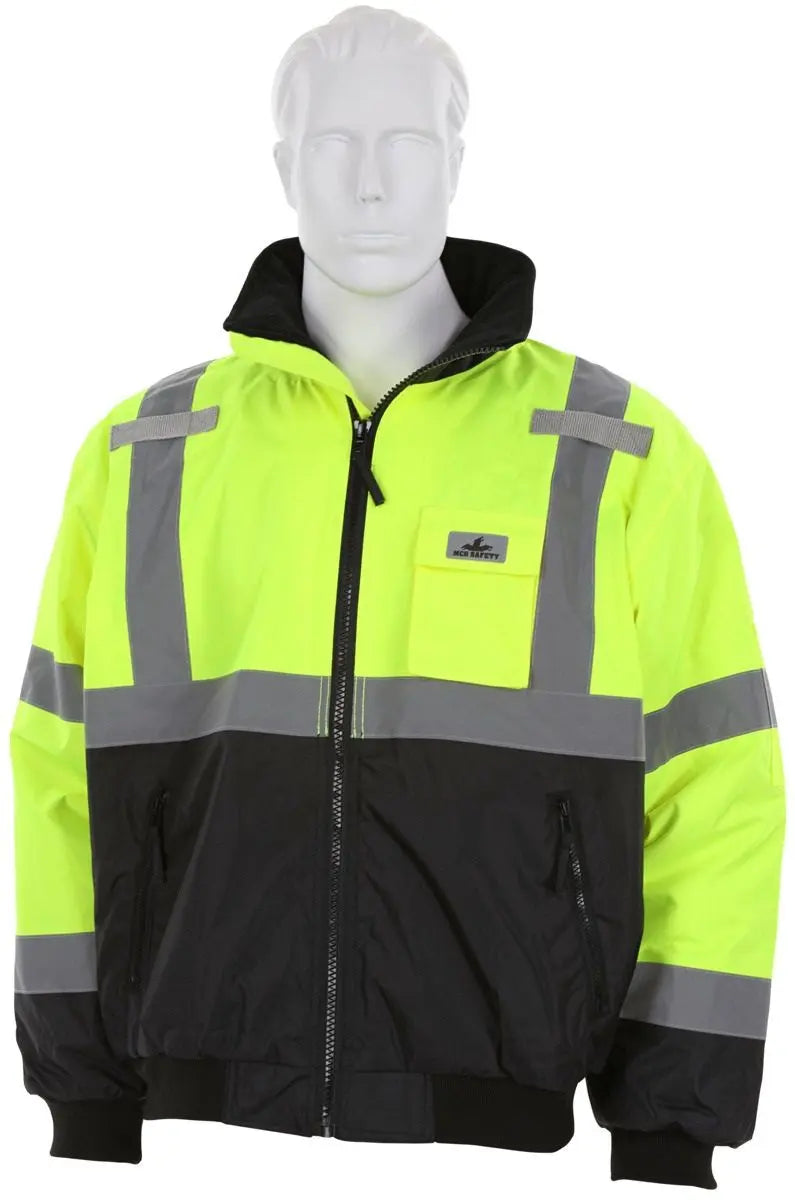 MCR Safety Luminator VBBCL3L Insulated Reflective Rain Jacket, Hi Vis Lime, 1 Each