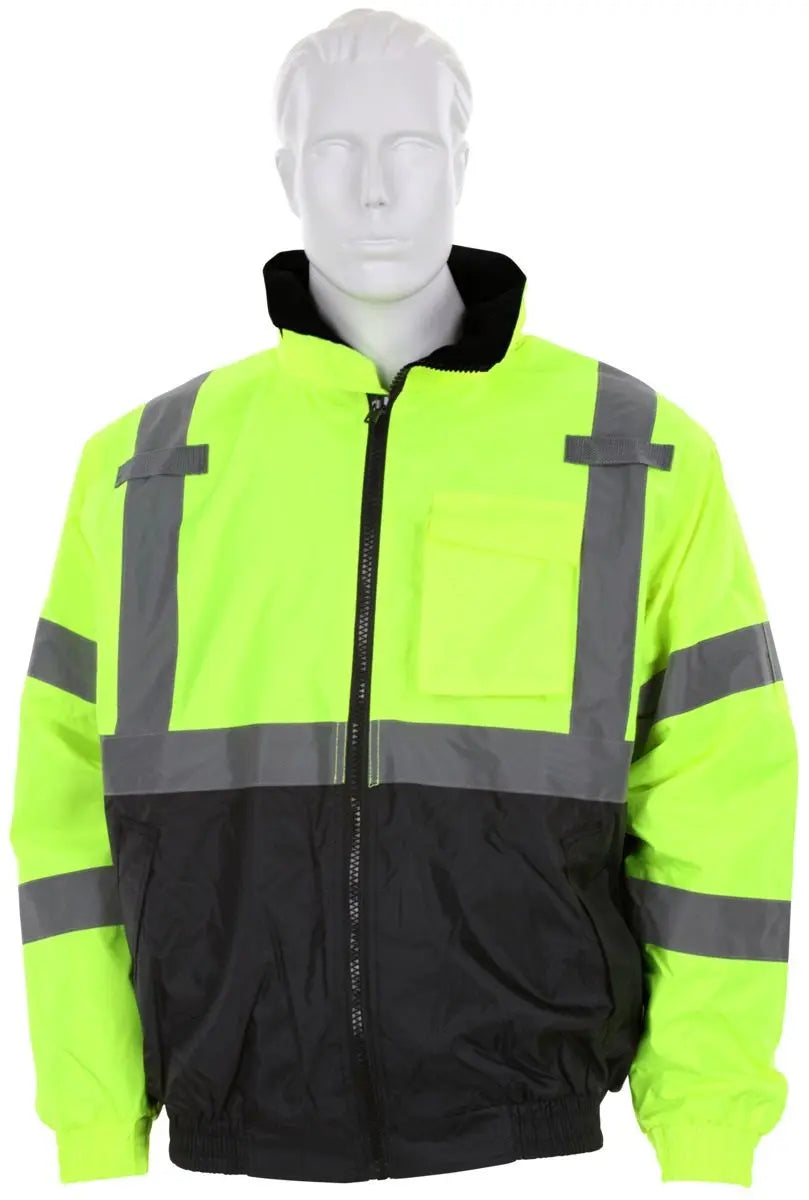 MCR Safety Luminator VBBQCL3L Two Tone Value Quilted Rain Jacket, Hi Vis Lime, 1 Each