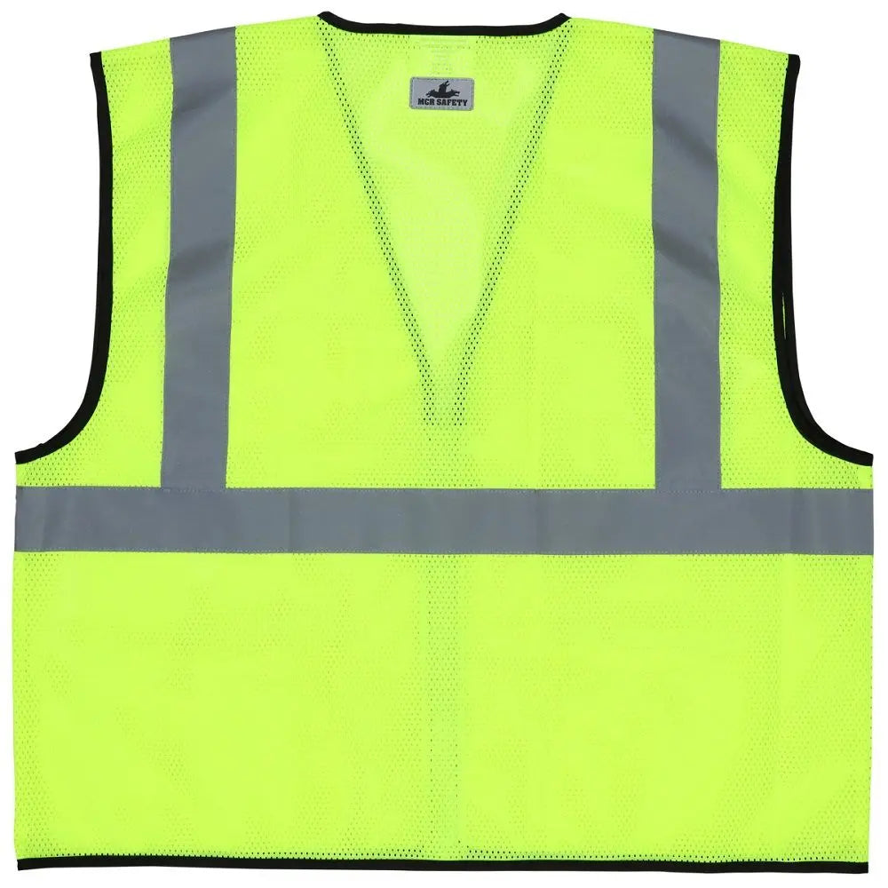 MCR Safety Luminator VCL2MLZ Zipper Front Class 2 Mesh Safety Vest, Hi Vis Lime, 1 Each