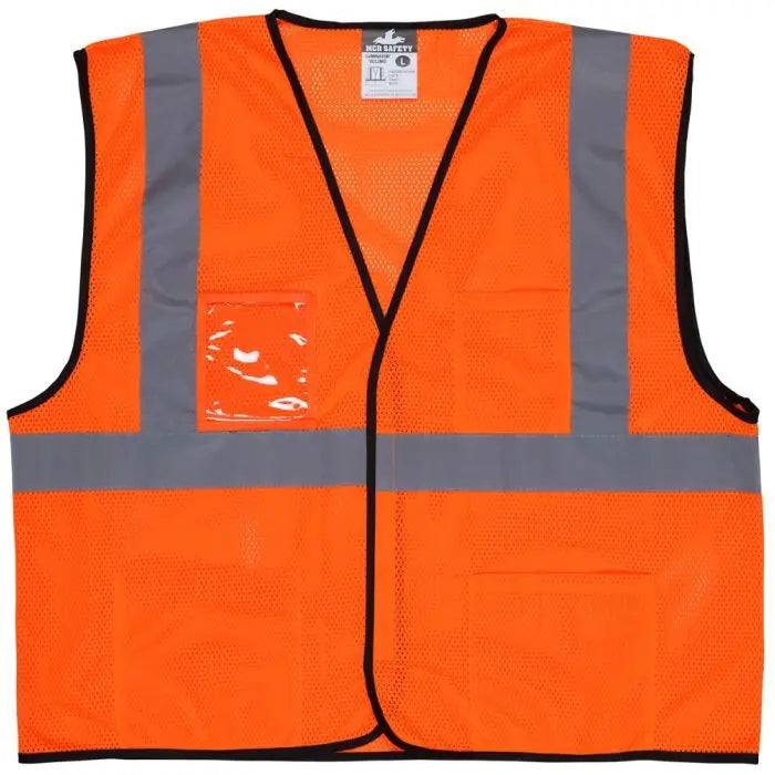 MCR Safety Luminator VCL2MO High Visibility Reflective Mesh Safety Vest, Hi Vis Orange, 1 Each