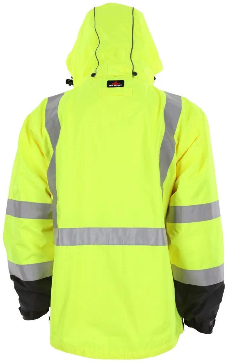 MCR Safety VT238JH Detachable Hood Multi Layered Winter Rain Jacket, Hi Vis Lime, 1 Each