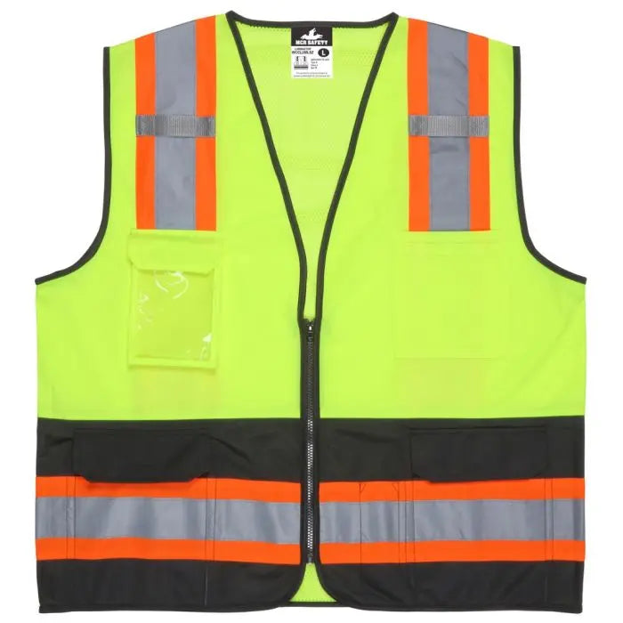 MCR Safety Luminator WCCL2MLSZ ANSI Type R Class 2 Reflective Safety Vest, Hi Vis Lime, 1 Each