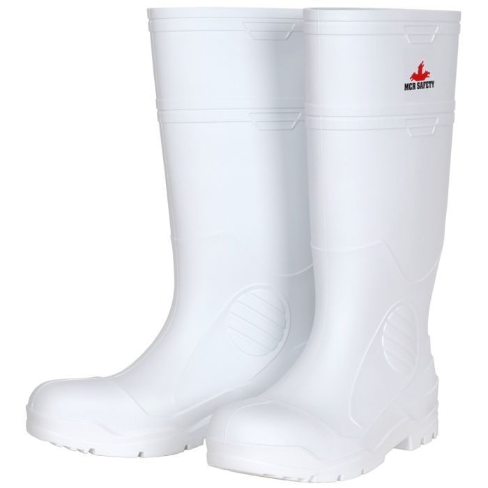MCR Safety WPBP 16 Inch Over the Sock Plain Toe Work Boots, White, 1 Pair