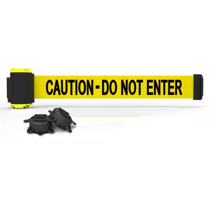 Banner Stakes MH7003 7' Magnetic Wall Mount Barrier, Caution - Do Not Enter, Yellow, 1 Each