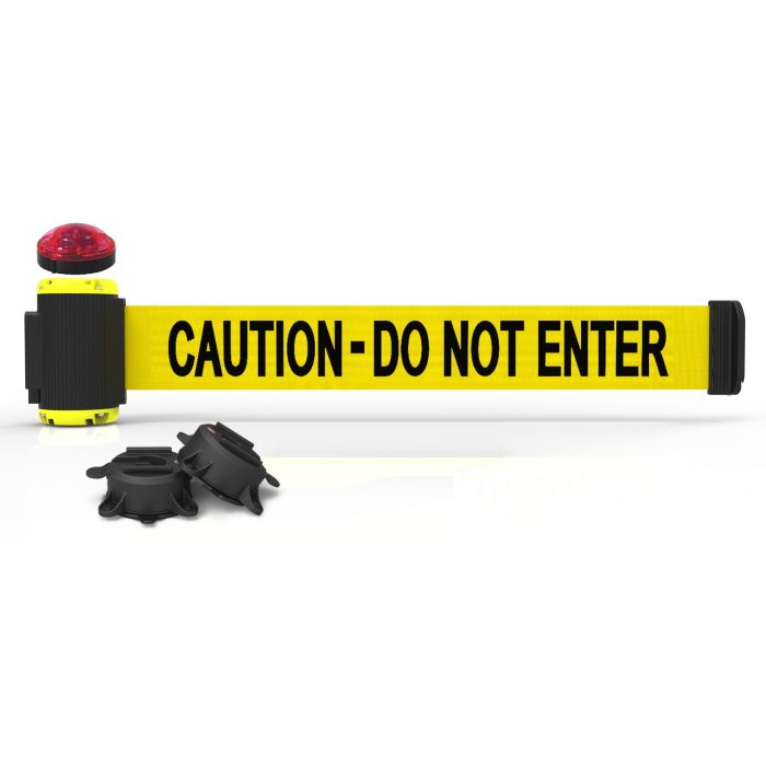 Banner Stakes MH7003L 7' Magnetic Wall Mount Barrier with Light Kit, Caution - Do Not Enter, Yellow, 1 Each