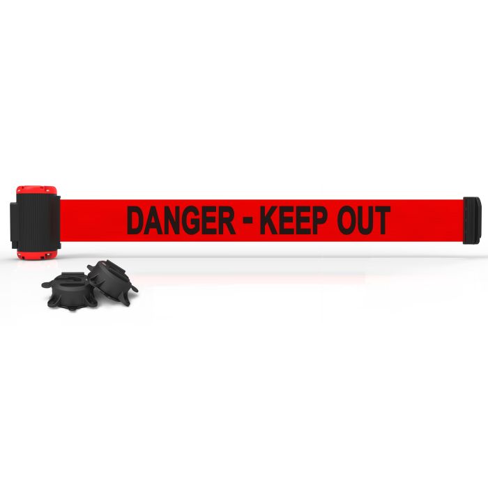 Banner Stakes MH7008 7' Magnetic Wall Mount Barrier, Danger-Keep Out, Red, 1 Each