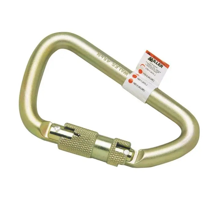 Honeywell Miller 17D-1/ Automatic Twist Lock Steel Carabiner, Gold, One Size, 1 Each