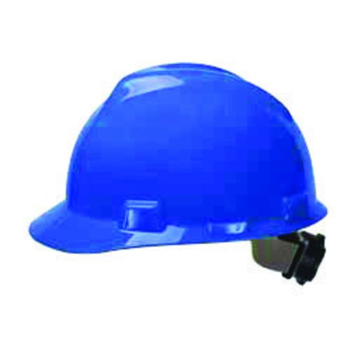 MSA Hard Hat V-Gard Slotted Cap, Blue, Fas-Trac III Suspension (1 EA)