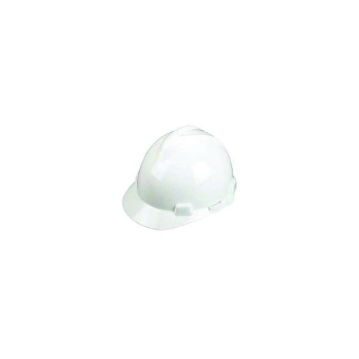 MSA 477482 White Polyethylene Cap Style Hard Hat With 4 Point Ratchet Suspension