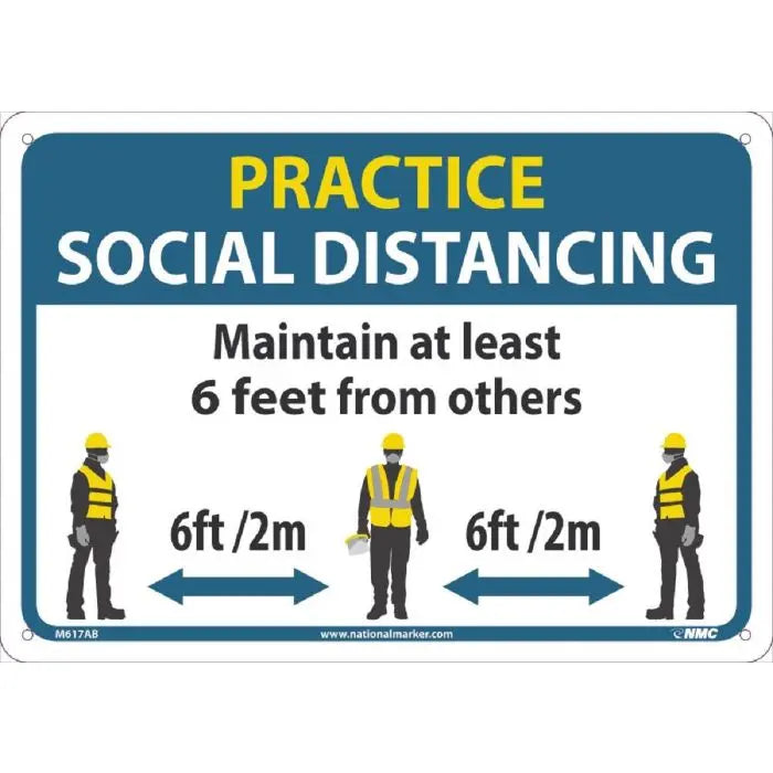 National Marker Company Practice Social Distancing Sign, Blue