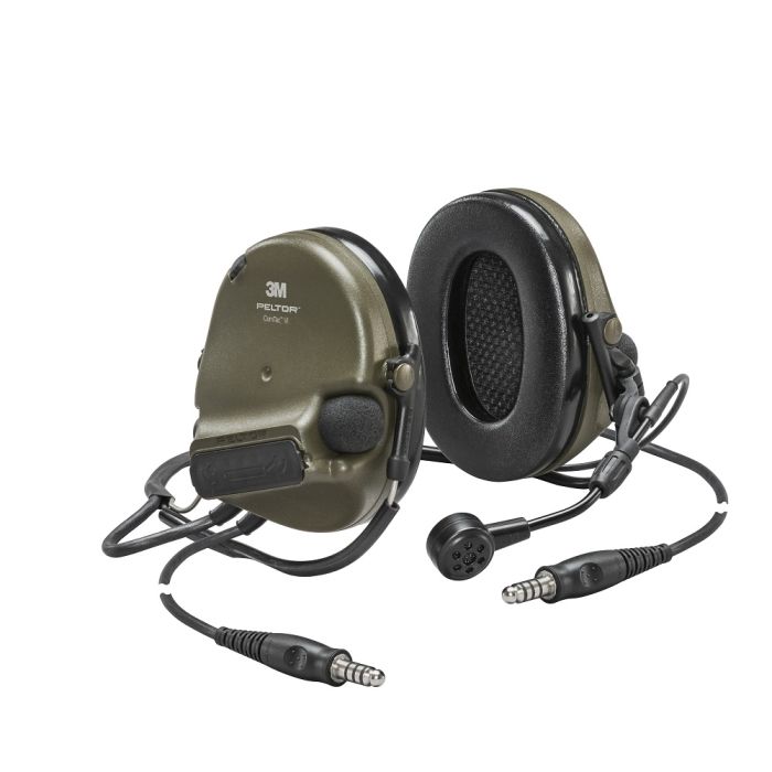3M PELTOR MT20H682BB-19N GNS ComTac VI NIB Headset, Dual Downlead, Neckband, Green, 1 Each