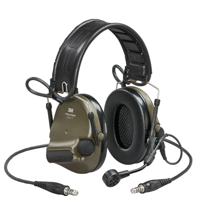 3M PELTOR MT20H682FB-19N GNS ComTac VI NIB Headset, Dual Downlead, Headband w/ included ARC, Green, 1 Each