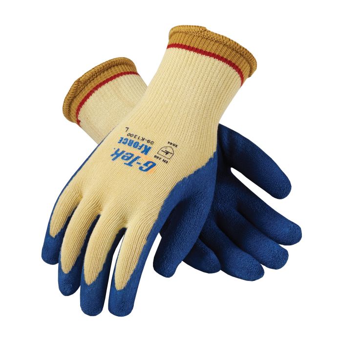 PIP G-Tek K-Force 09-K1300 Knit Kevlar Glove With Latex Coated Crinkle Grip, Box of 12 Pairs