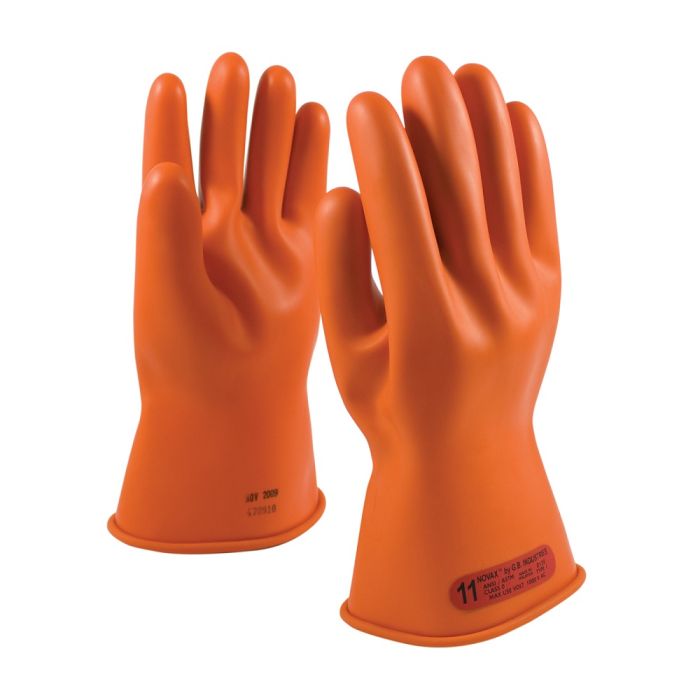 PIP NOVAX 147-0-11 Class 0 Rubber Insulating Glove, Orange, Box of 12 Pairs