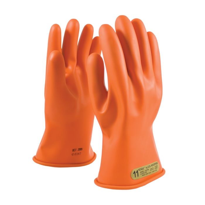 PIP NOVAX 147-00-11 Straight Cuff Class 00 Rubber Insulating Gloves, Orange, Box of 12 Pairs
