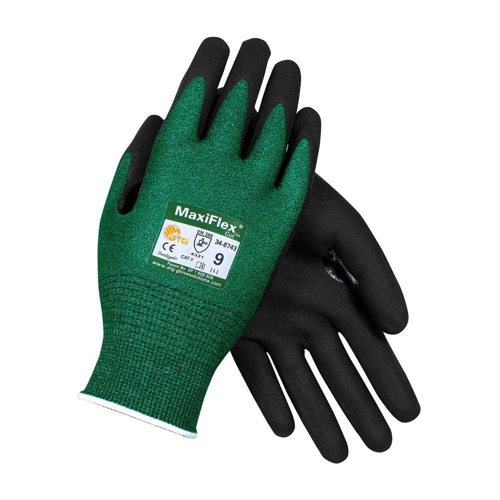 PIP ATG 34-8743 MaxiFlex Cut Seamless Knit Glove with Black MicroFoam Nitrile Coated, 1 Pair