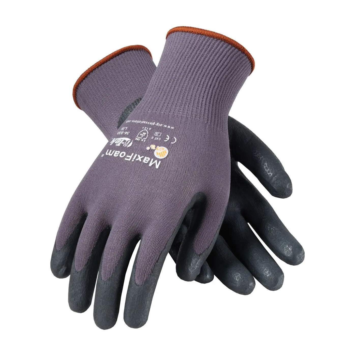 PIP ATG 34-900V MaxiFoam Lite Seamless Knit Nylon Glove with Nitrile Coated Foam Grip, Vend Ready, Gray, Box of 12