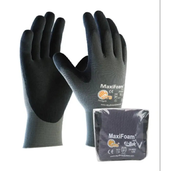 PIP ATG 34-900V MaxiFoam Lite Seamless Knit Nylon Glove with Nitrile Coated Foam Grip, Vend Ready, Gray, Box of 12