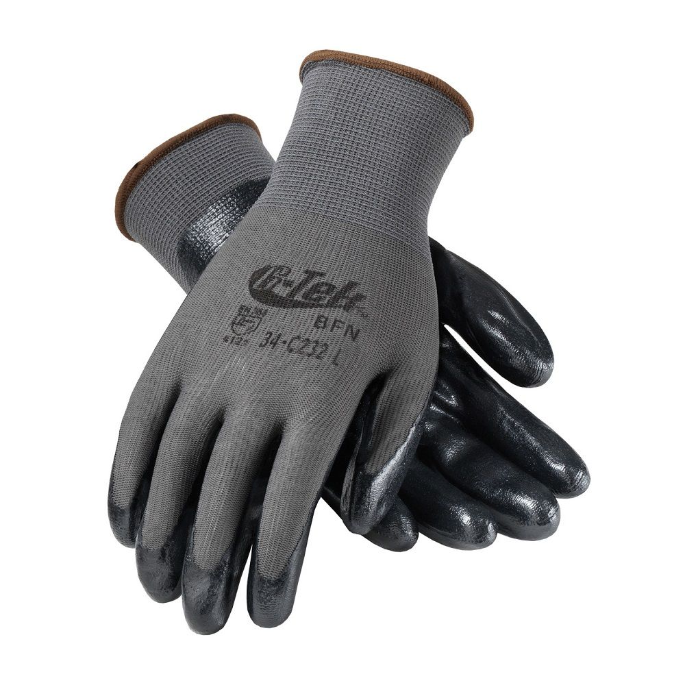 PIP G-Tek 34-C232 Economy Seamless Knit Nylon Glove with Nitrile Foam Grip, Black, Box of 12