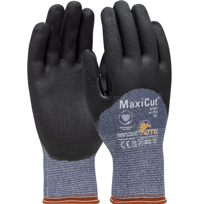 PIP ATG 44-3755 MaxiCut Ultra, Premium Nitrile Coated MicroFoam Grip Work Gloves, Blue, Box of 12 Pairs
