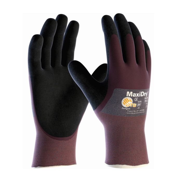 PIP ATG 56-425 MaxiDry Seamless Knit Nylon Liner, Ultra Lightweight Nitrile Glove, Purple, Box of 12 Pairs