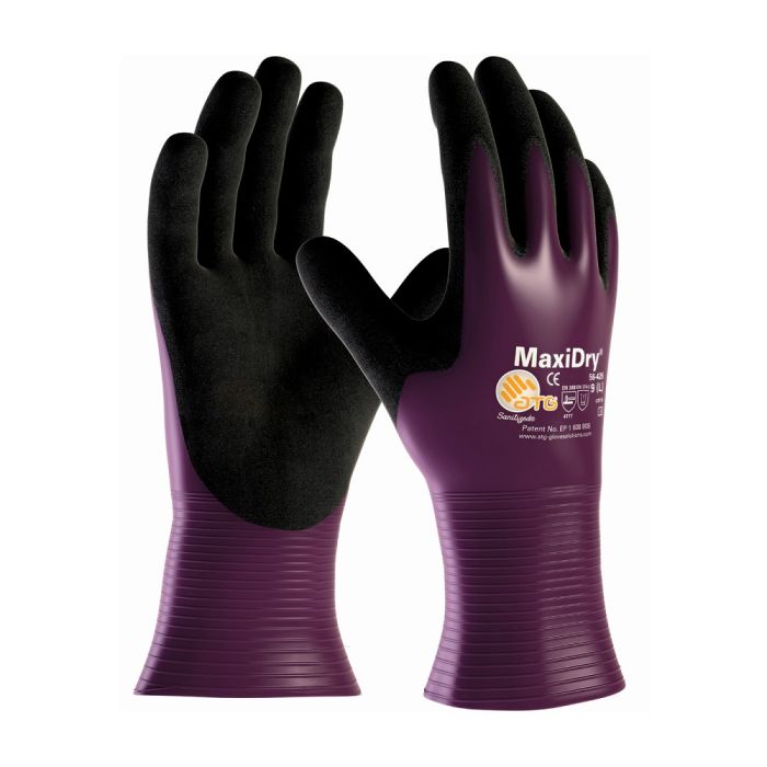PIP ATG 56-426 MaxiDry Fully Coated Ultra Lightweight Nitrile Glove, Purple, Box of 12 Pairs