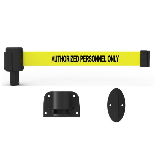 Banner Stakes PL4109 PLUS Wall Mount System, Authorized Personnel Only, Yellow, 1 Kit