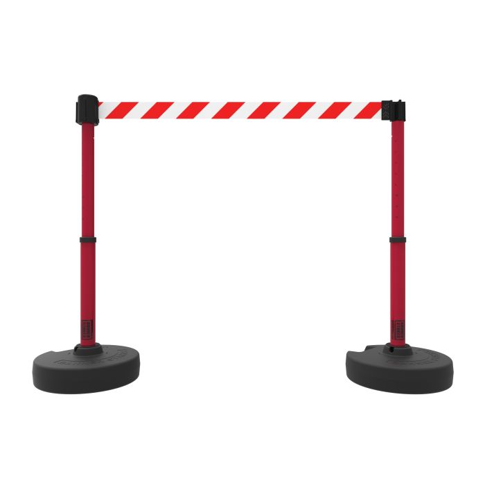 Banner Stakes PL4298 PLUS Barrier Set X2, Red/White Diagonal Stripe