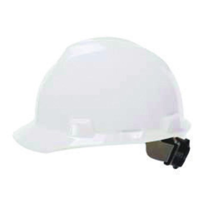 MSA Hard Hat V-Gard Slotted Cap, White, Fas-Trac III Suspension (1 EA)