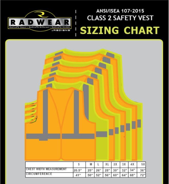 Radians SV2GS Economy Type R Class 2 Solid Safety Vest, Hi-Vis Green, 1 Each