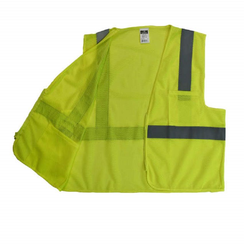Radians SV2ZGM Economy Type R Class 2 Mesh Safety Vest with Zipper, Hi-Vis Yellow, 1 Each