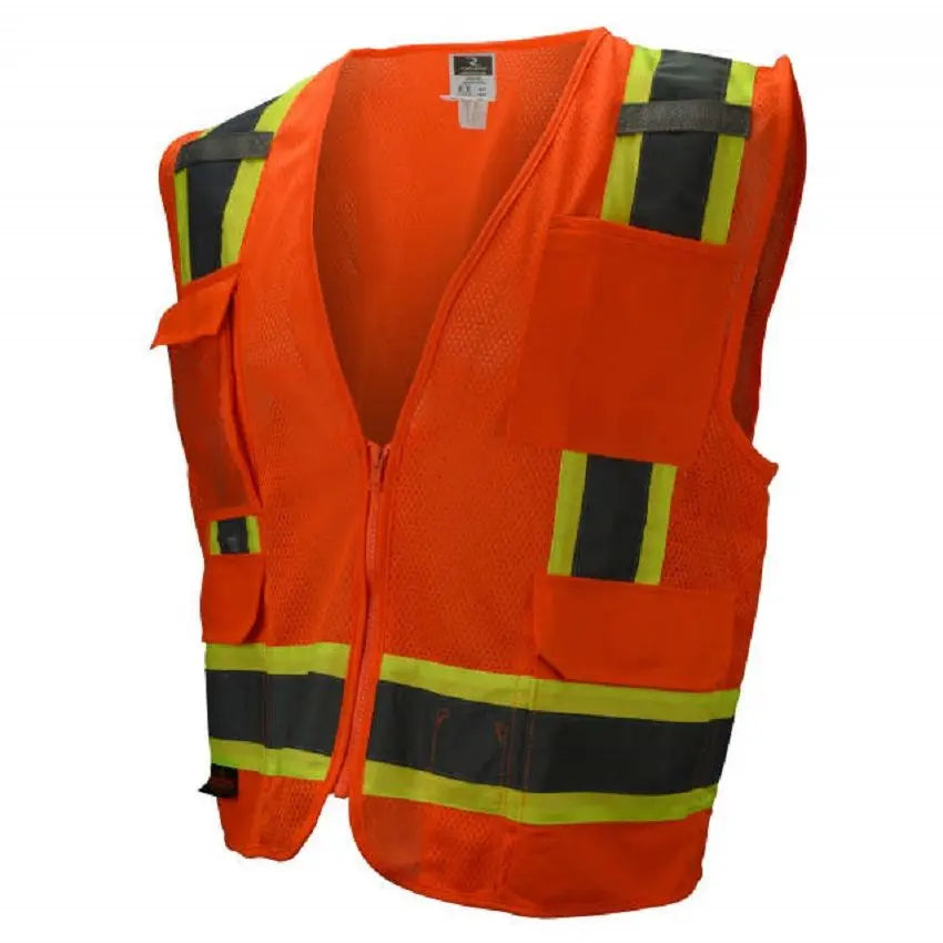 Radians SV6-2ZOM Type R Class 2 Surveyor Mesh Safety Vest, Hi-Vis Orange, 1 Each