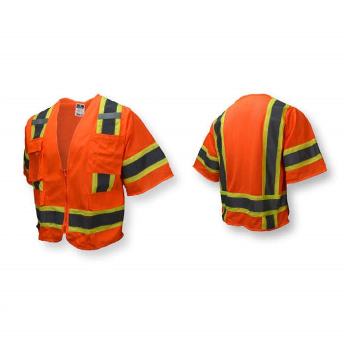 Radians SV63O Two Tone Surveyor Type R Class 3 Safety Vest, Hi-Vis Orange, 1 Each