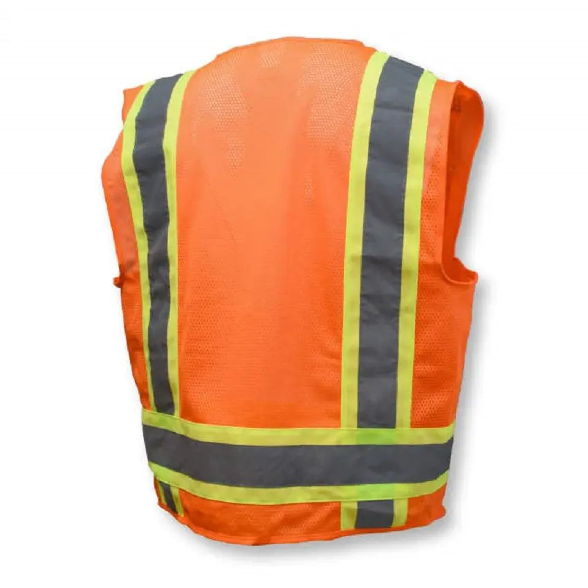 Radians SV6O Type R Class 2 Solid Front/Mesh Back Surveyor Safety Vest, Hi-Vis Orange, 1 Each