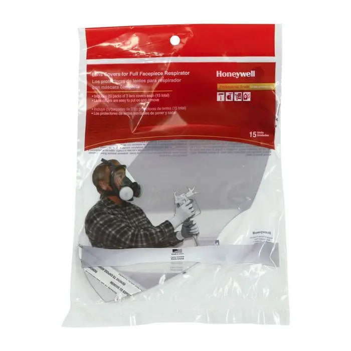 Honeywell RWS-54048 15 Pack Lens Cover Peel-Aways for Full Face Respirator, Clear, One Size, 1 Each