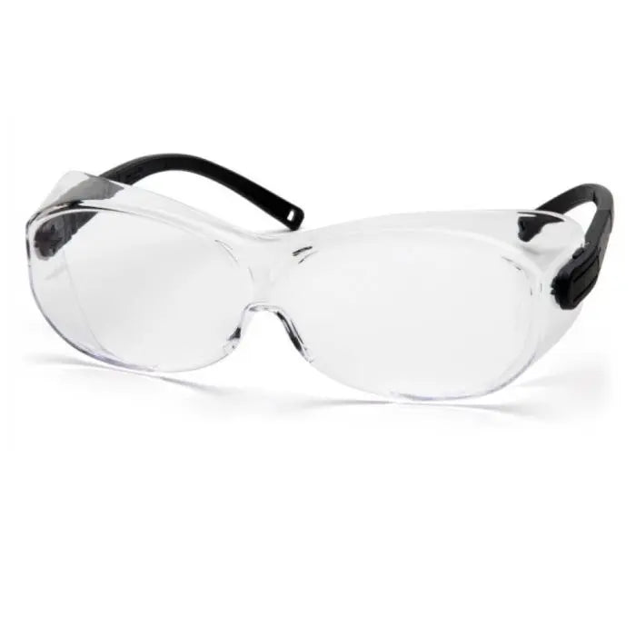 Pyramex OTS XL S7510SJ Safety Glasses, Clear Lens, Black Temples, X-Large, Box of 12