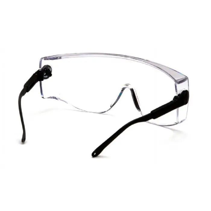 Pyramex Defiant SB1010SJ Safety Glasses, Clear Lens, Black Temples, Jumbo Size, Box of 12