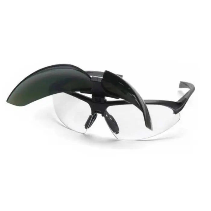 Pyramex Onix Plus SB4960STP Safety Glasses, Clear Anti Fog with 3.0 IR Filter Flip Lens, Black Frame, One Size, Box of 12