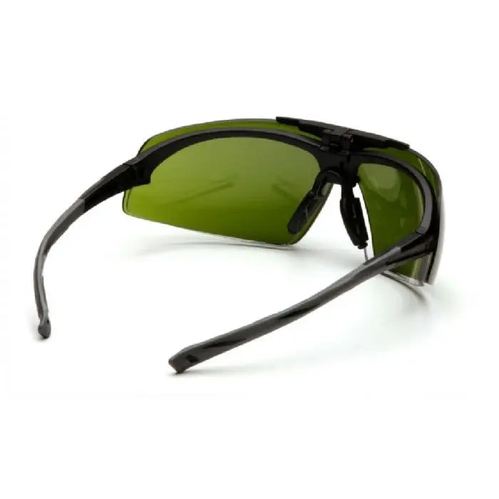 Pyramex Onix Plus SB4960STP Safety Glasses, Clear Anti Fog with 3.0 IR Filter Flip Lens, Black Frame, One Size, Box of 12