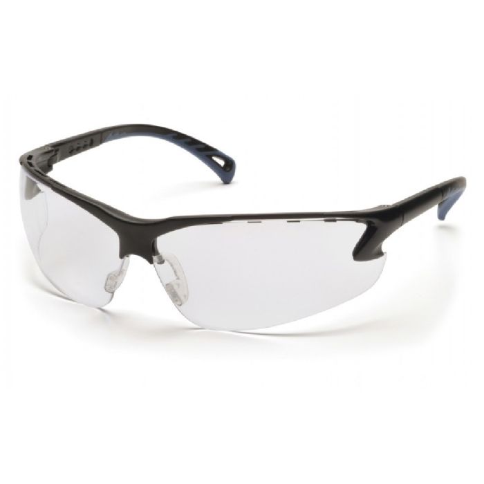 Pyramex Venture 3 SB5710DT Safety Glasses, Clear H2X Anti Fog Lens, Black Frame, One Size, Box of 12
