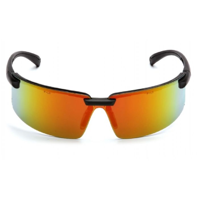 Pyramex Surveyor SB6145S Safety Glasses, Black Frame, Ice Orange Mirror Lens, One Size, Box of 12