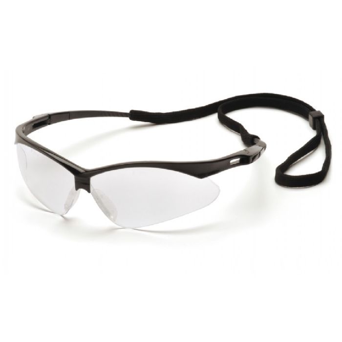 Pyramex PMXTREME SB6310STP Safety Glasses, Clear Anti Fog Lens, Black Frame and Cord, One Size, Box of 12